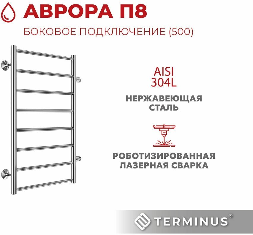 Полотенцесушитель TERMINUS водяной 4670078529923, лесенка 50x80 см купить,NaN