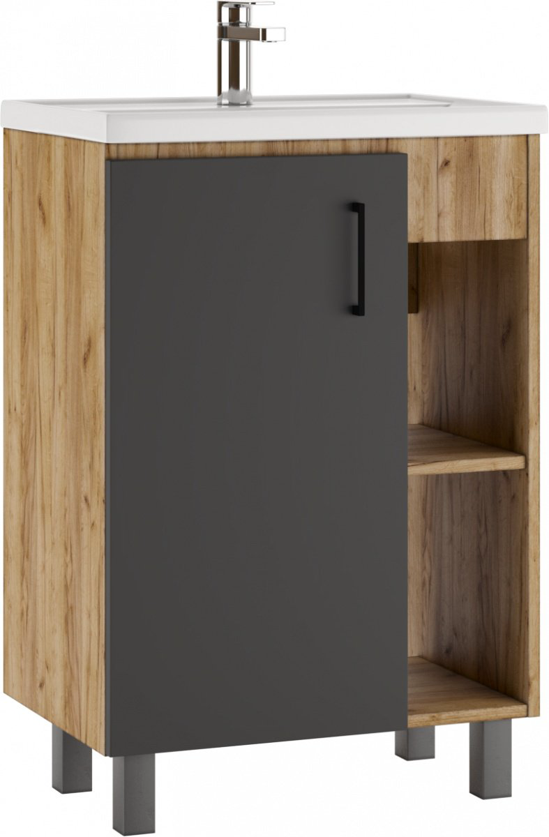 Тумба с раковиной Kabinka.kz Байтерек 57x82x40см коричнево-графитовый купить,NaN