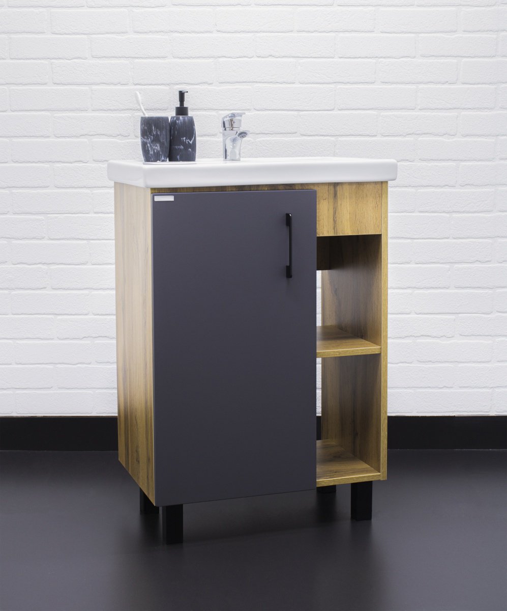 Тумба с раковиной Kabinka.kz Байтерек 57x82x40см коричнево-графитовый купить,NaN