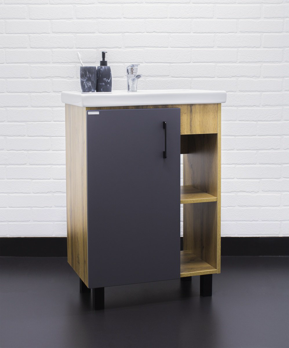 Тумба с раковиной Kabinka.kz Байтерек 57x82x40см коричнево-графитовый купить,NaN