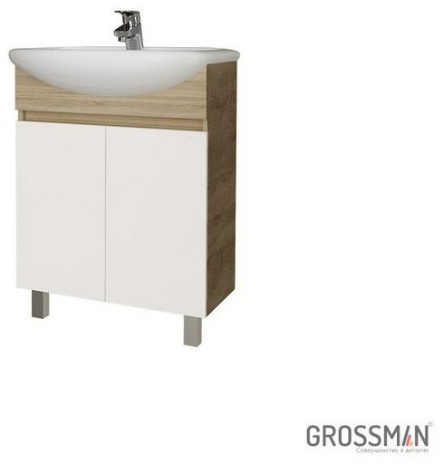 Тумба с раковиной Grossman Поло 60 59x70x30см коричнево-белый