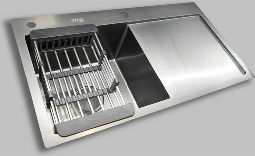 Кухонная мойка STEEL ST-HSD7843BL накладная 78х43х20 см, нержавеющая сталь, тон алюминиум