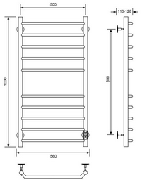 Полотенцесушитель Veconi электрический C10050CH-A, лесенка 50x100 см