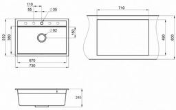 Кухонная мойка GRANULA KS-7301 АРКТИК врезная 73х51х24.5 см, кварцевый песок