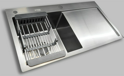 Кухонная мойка STEEL ST-HSD7843BL накладная 78х43х20 см, нержавеющая сталь, тон алюминиум