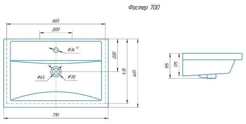 Комплект для ванной Grossman ЮНИТ 70 (тумба под раковину, зеркало, раковина) светло-коричневый