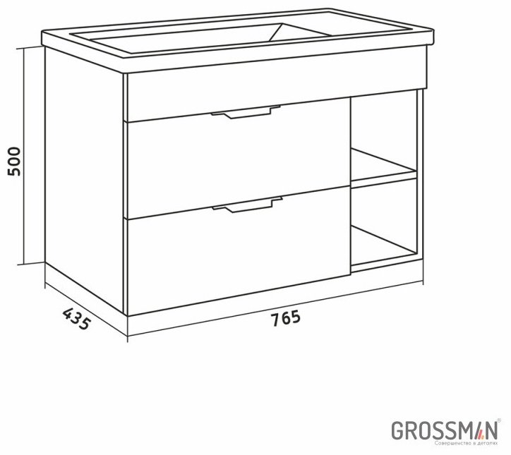 Комплект для ванной Grossman ФОРТА 80 (тумба под раковину, зеркало, раковина) коричневый