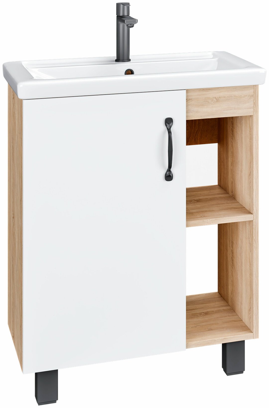 Комплект для ванной Grossman ФЛАЙ (шкаф, шкаф-пенал, тумба под раковину, раковина) белый, коричневый