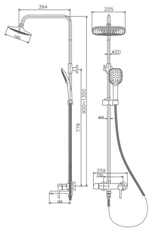 Душевая стойка HB24805-8 купить,0
