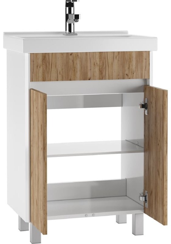 Комплект для ванной KABINKA.KZ Байтерек (шкаф, тумба под раковину, раковина) белый, коричневый