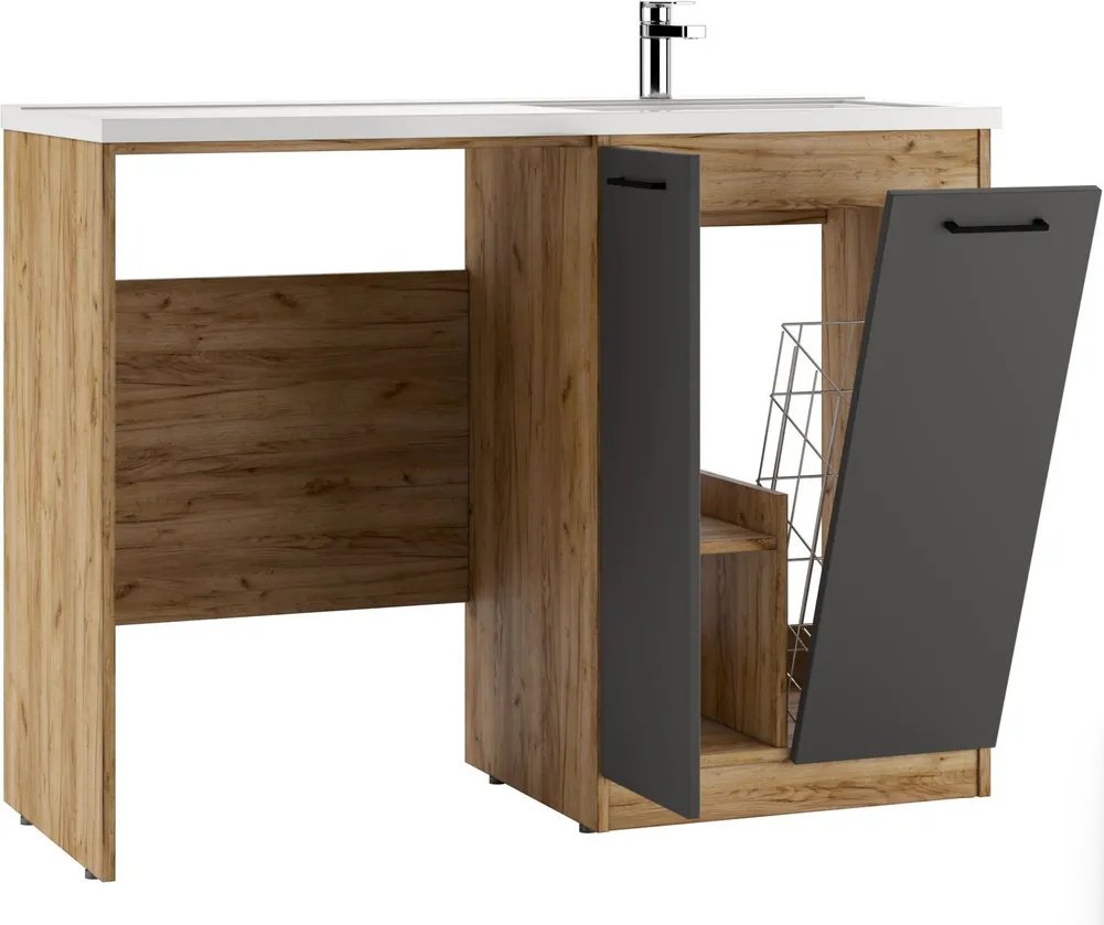 Комплект для ванной KABINKA.KZ Байтерек (тумба под раковину, раковина) коричневый, графит