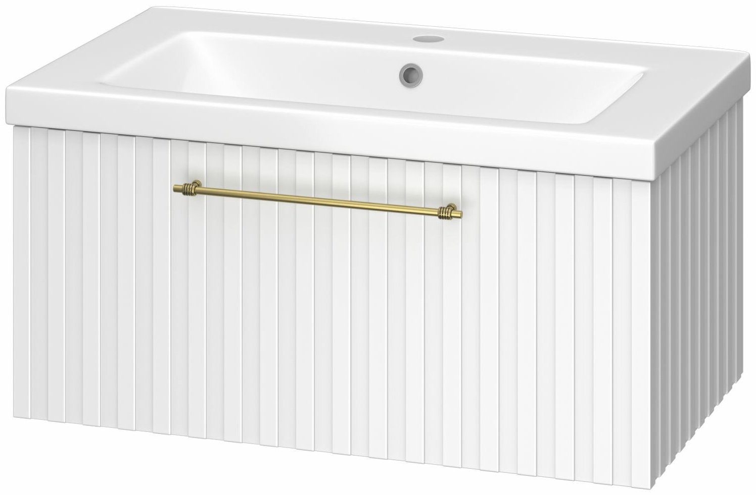 Комплект для ванной Brevita Alicante (шкаф-пенал, тумба под раковину, зеркало, раковина) белый