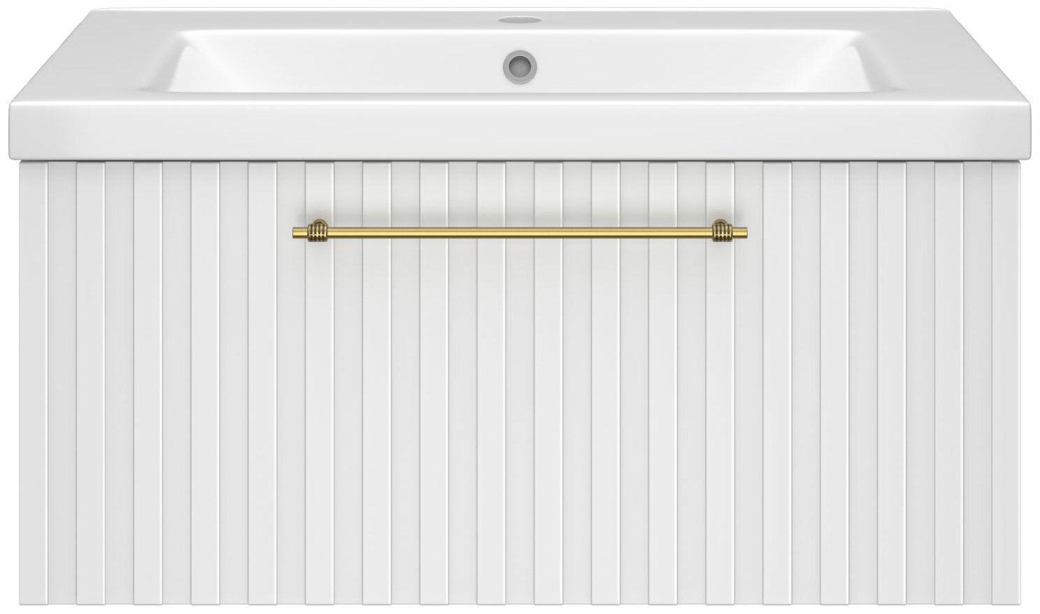 Комплект для ванной Brevita Alicante (шкаф-пенал, тумба под раковину, зеркало, раковина) белый