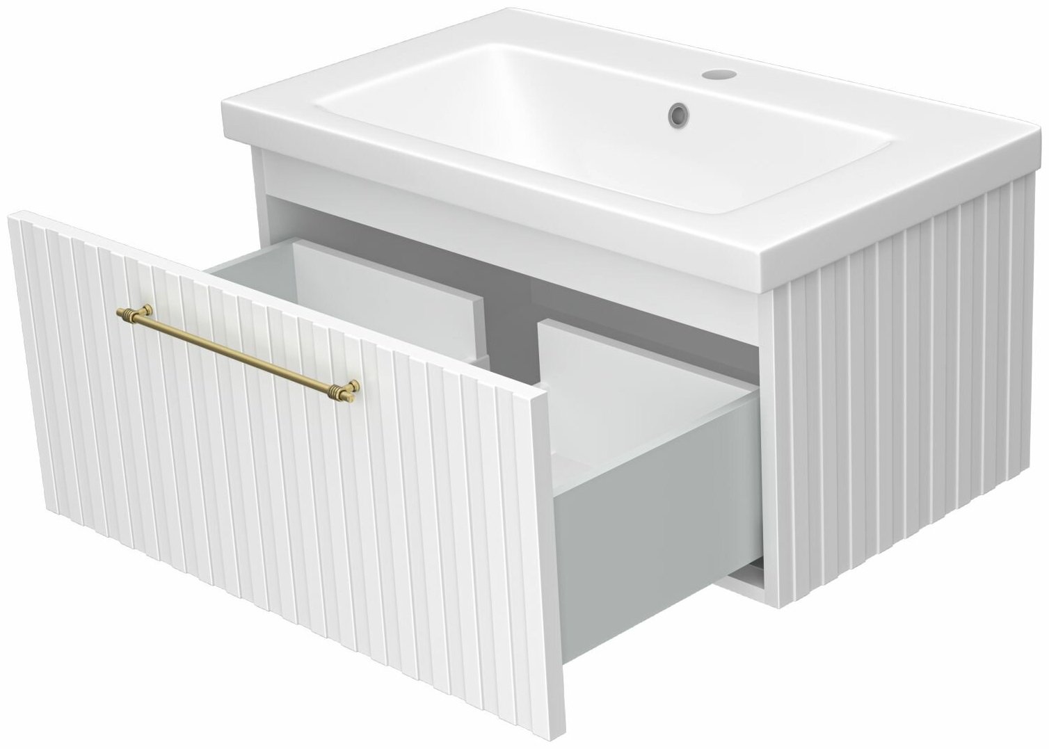 Комплект для ванной Brevita Alicante (шкаф-пенал, тумба под раковину, зеркало, раковина) белый