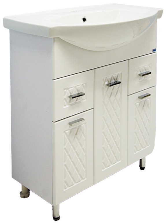 Комплект для ванной Lindis Максима (шкаф, шкаф-пенал, тумба под раковину, раковина) белый