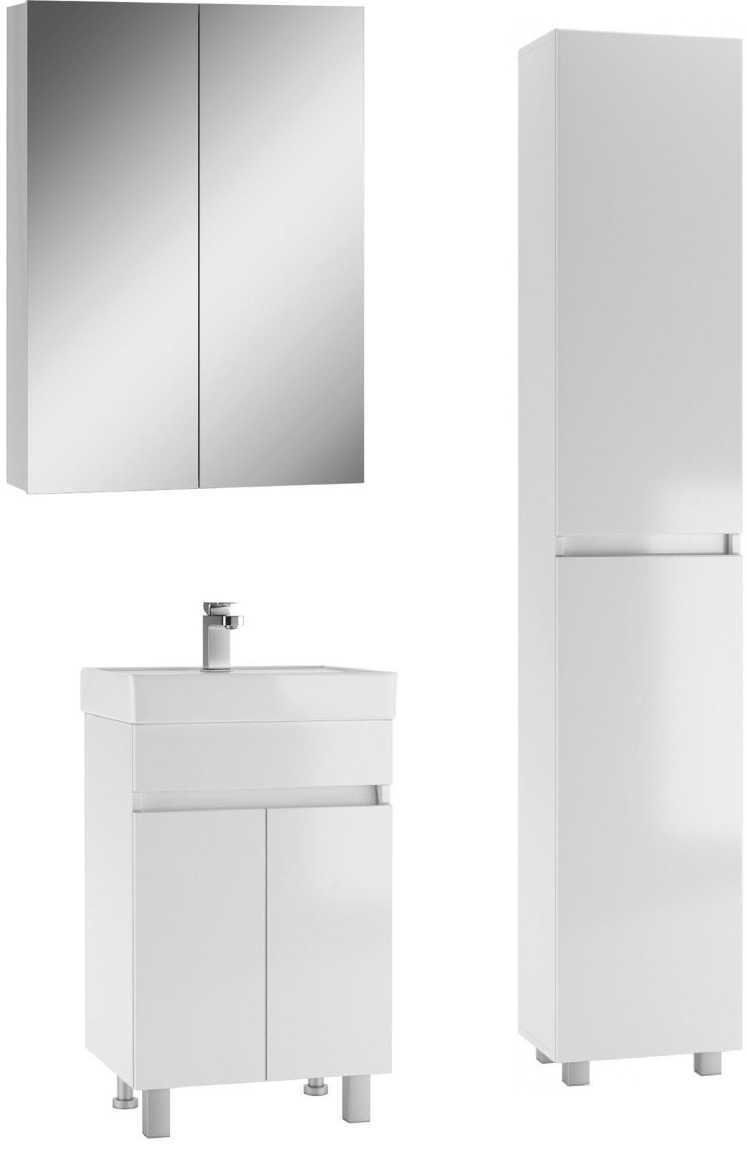 Комплект для ванной KABINKA.KZ Адай (шкаф, шкаф-пенал, тумба под раковину, раковина) белый