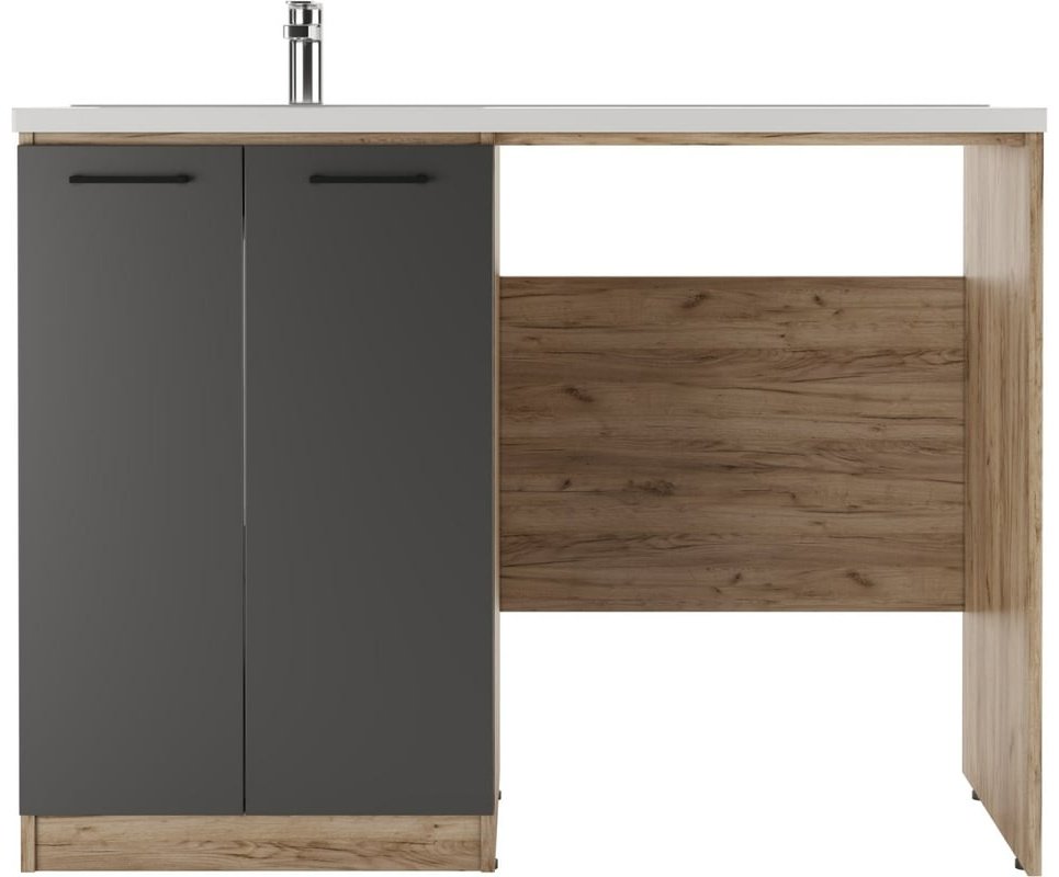 Комплект для ванной KABINKA.KZ Байтерек (шкаф, шкаф-пенал, тумба под раковину, раковина) коричневый, графит