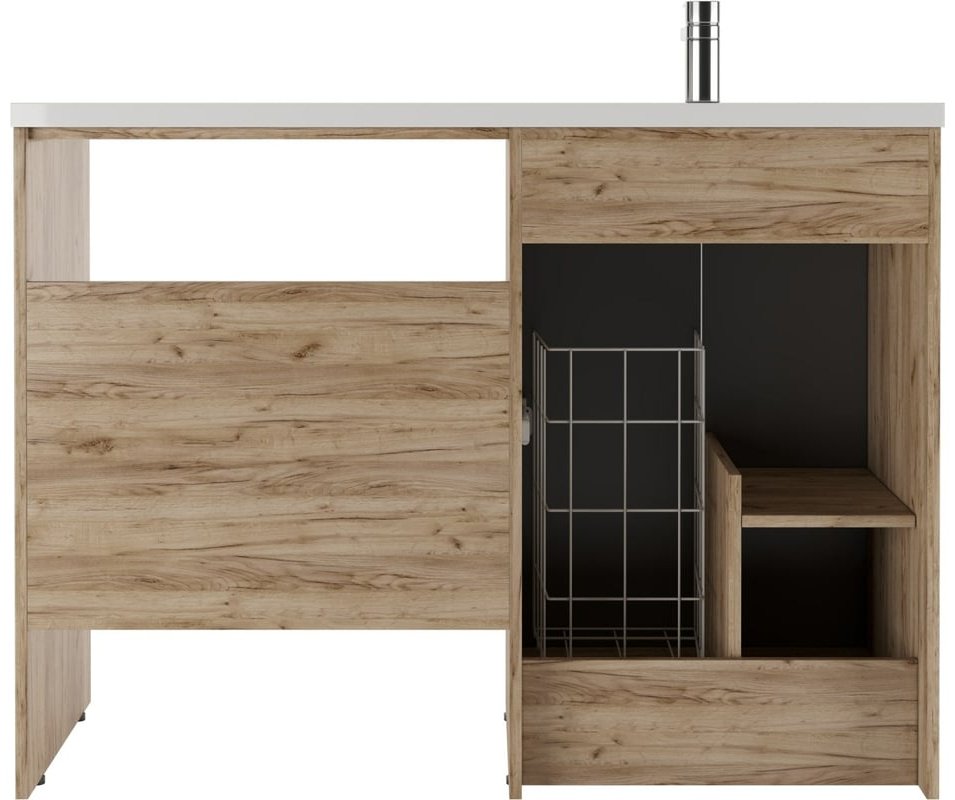 Комплект для ванной KABINKA.KZ Байтерек (шкаф, шкаф-пенал, тумба под раковину, раковина) коричневый, графит