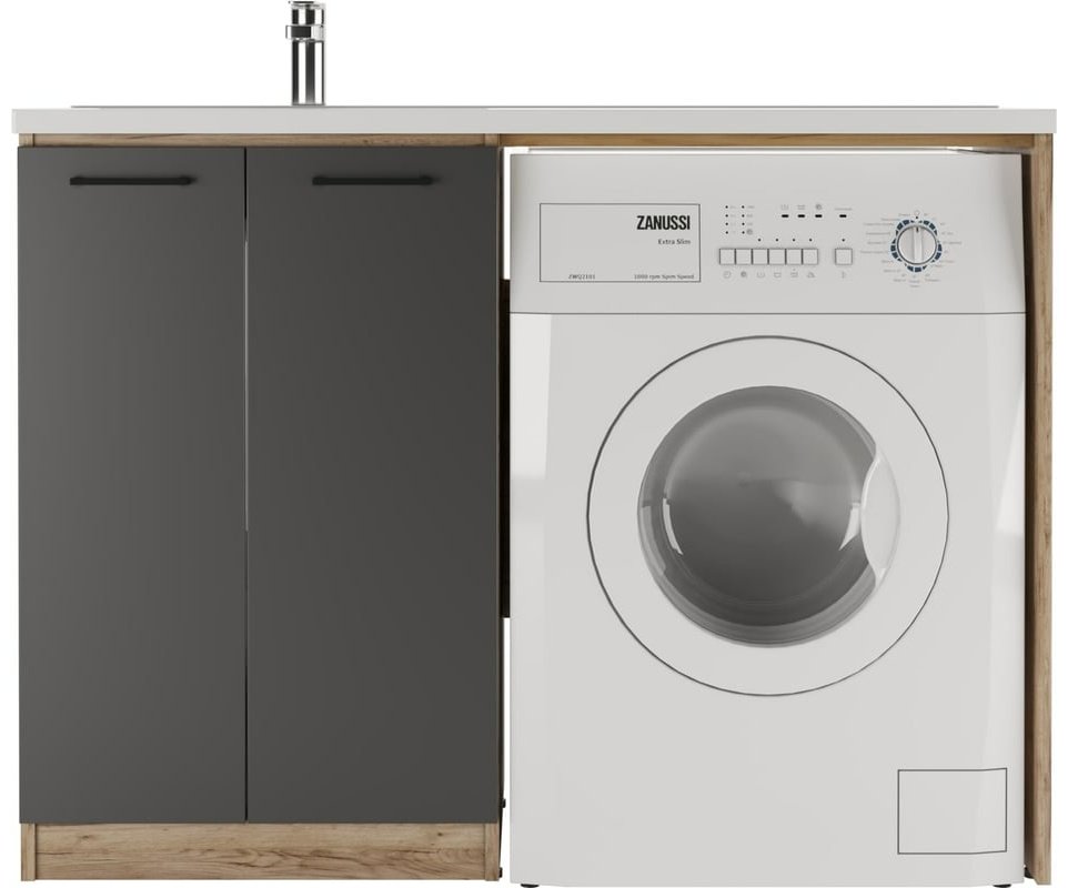 Комплект для ванной KABINKA.KZ Байтерек (шкаф, шкаф-пенал, тумба под раковину, раковина) коричневый, графит