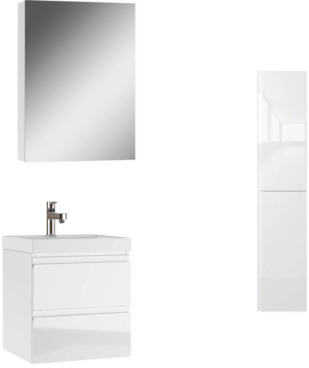 Комплект для ванной KABINKA.KZ Байтерек (шкаф, шкаф-пенал, тумба под раковину, раковина) белый