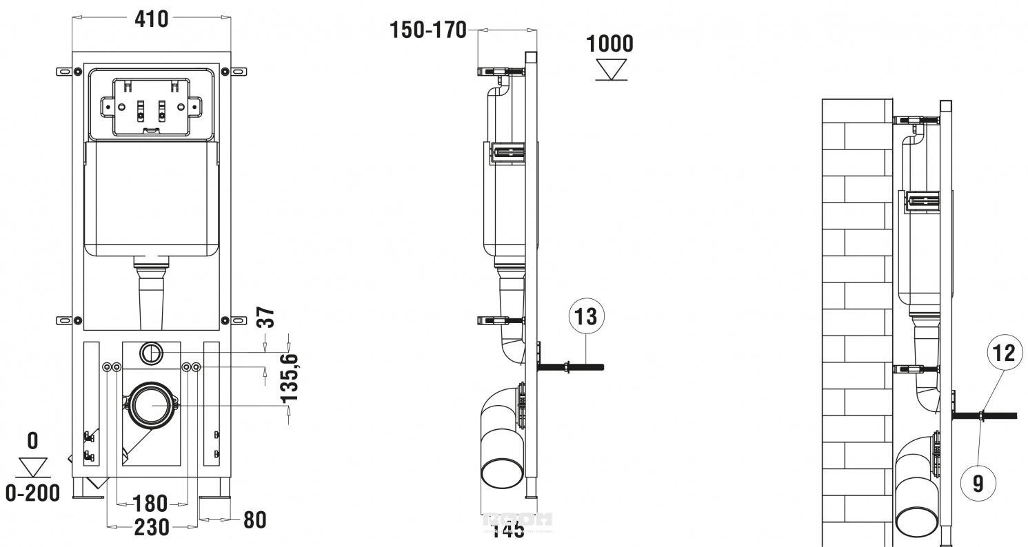 WeltWasser рамная инсталляция MARBERG 410 SE CR Квадратная кнопка.