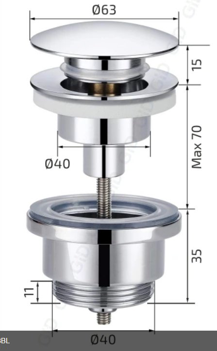 Донный клапан без перелива GID-ceramic G-58BL 40 мм купить,50800