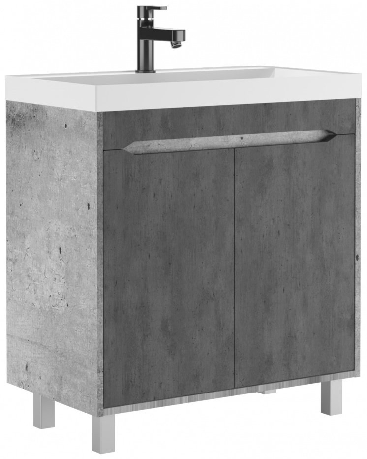 Комплект для ванной KABINKA.KZ Classica 80 (шкаф-пенал, тумба под раковину, зеркало, раковина) серый