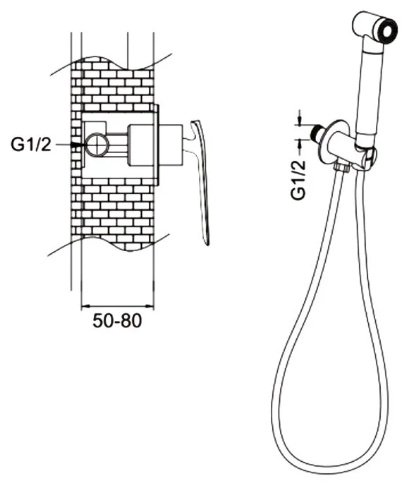 Rose гигиенический душ R1305F, латунь купить,NaN