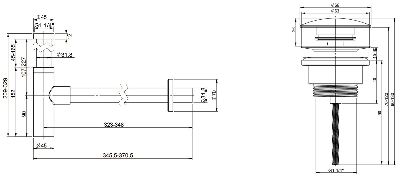 Сифон Wellsee Drainage System 182123003 1 1/4