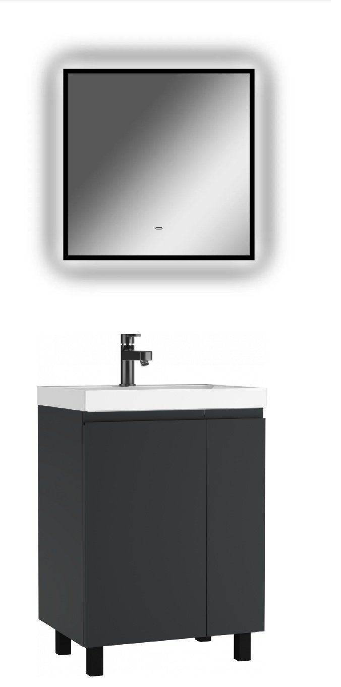 Комплект для ванной KABINKA.KZ Байтерек (тумба под раковину, зеркало, раковина) черный