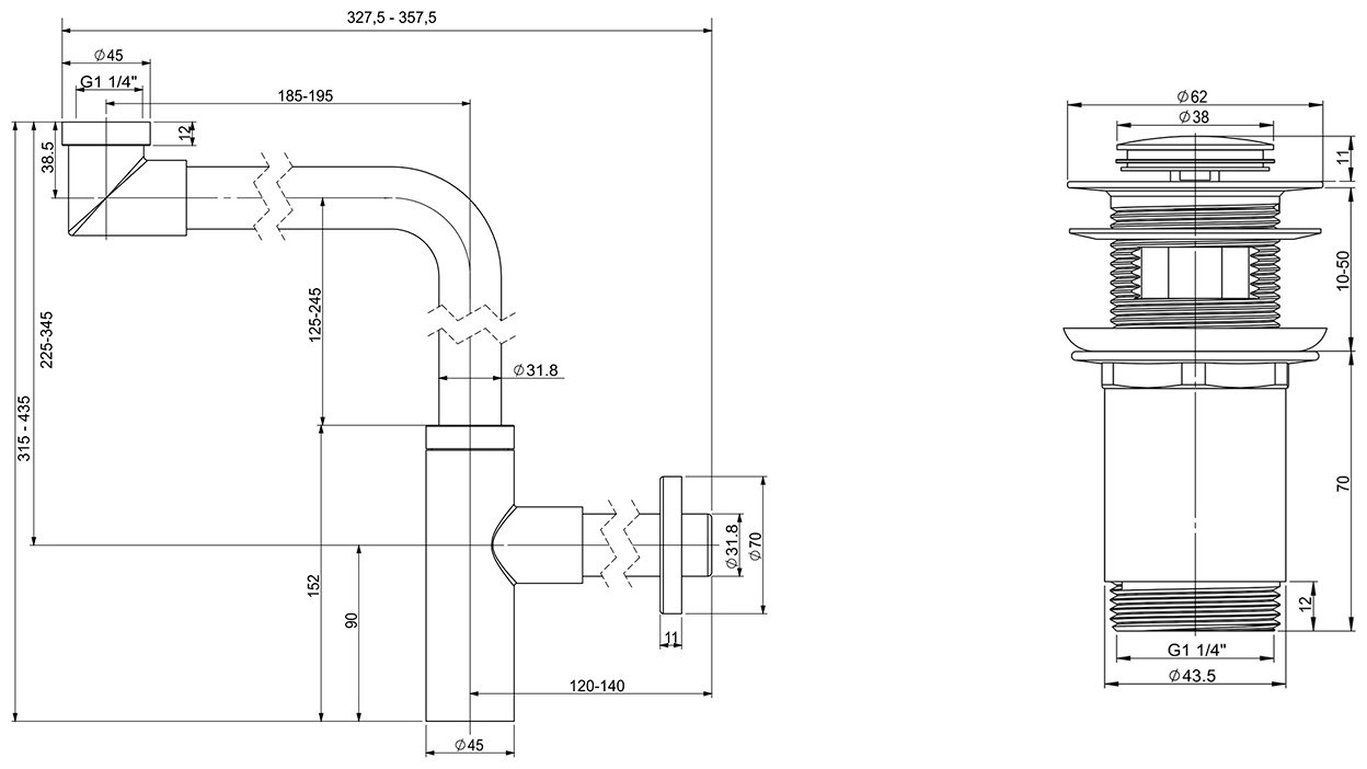 Сифон Wellsee Drainage System 182128001 1 1/4 купить,0