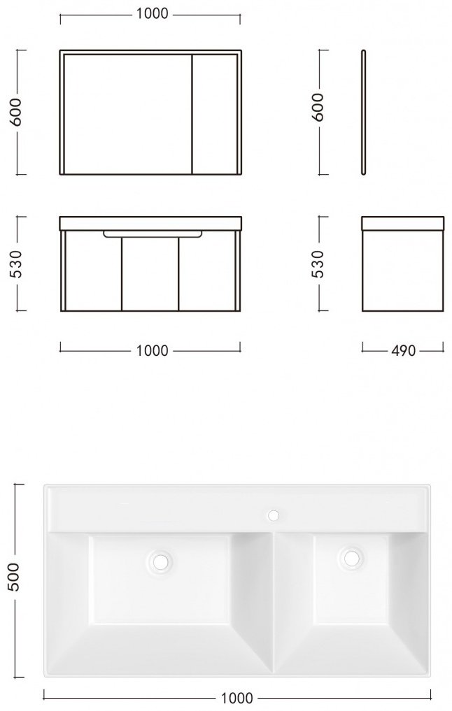 Комплект для ванной Cerutti SPA MAIELLA 100 (тумба под раковину, зеркало, раковина) серый