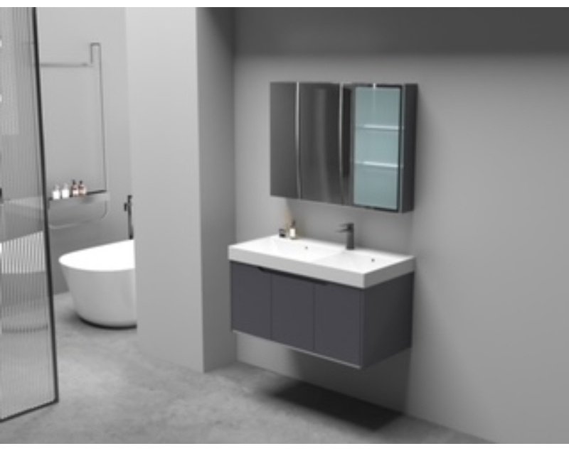 Комплект для ванной Cerutti SPA MAIELLA 90 (шкаф, тумба под раковину, раковина) серый