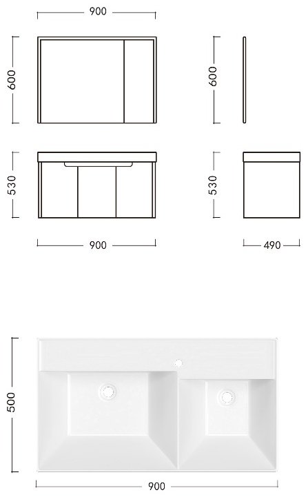 Комплект для ванной Cerutti SPA MAIELLA 90 (шкаф, тумба под раковину, раковина) серый