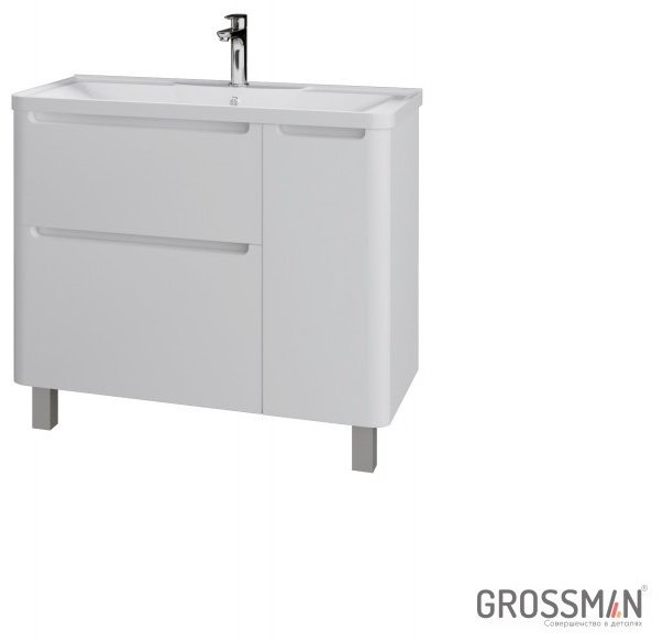 Комплект для ванной Grossman Адель 90 (тумба под раковину, зеркало, раковина) белый
