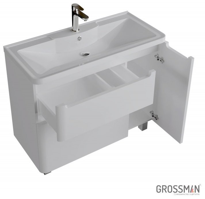 Комплект для ванной Grossman Адель 90 (тумба под раковину, зеркало, раковина) белый