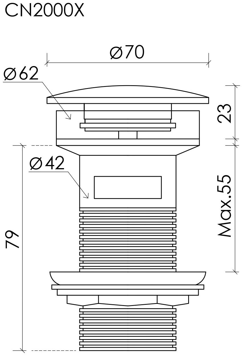 Донный клапан с переливом Ceramicanova CN2000MBx 70 мм
