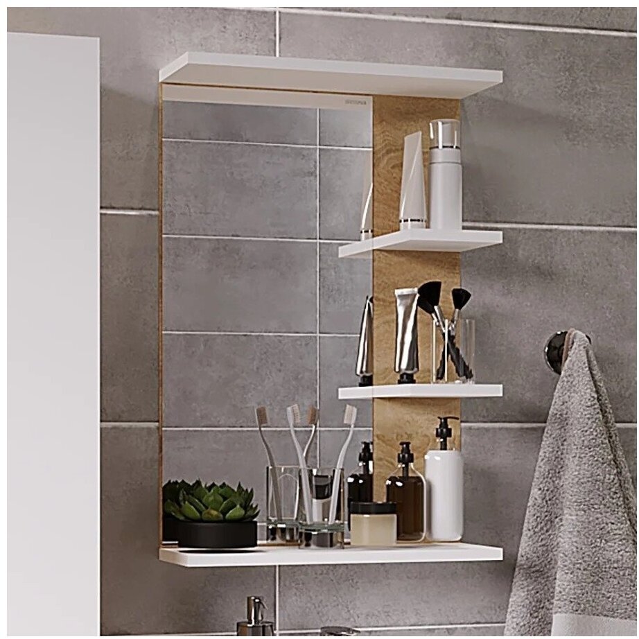 Комплект для ванной Grossman ПОЛО (зеркало) белый, коричневый