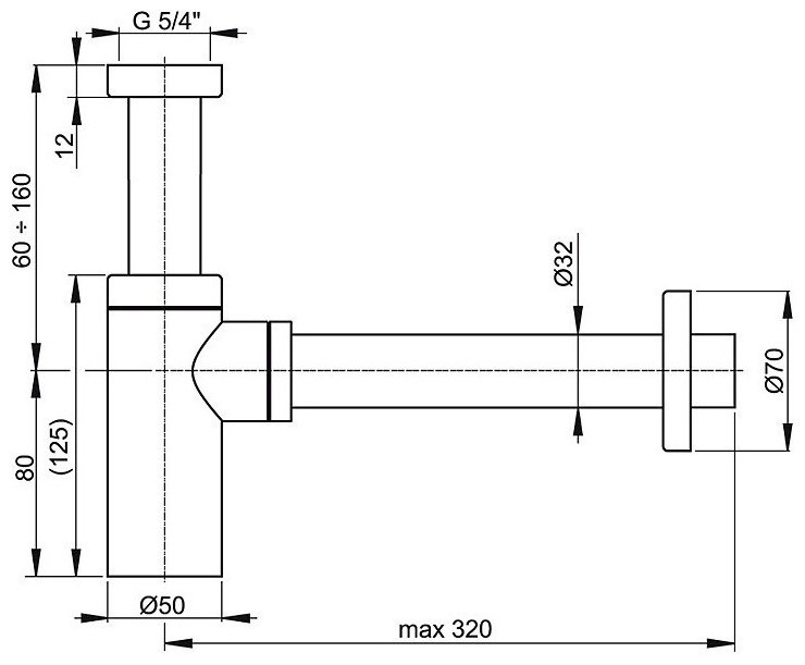 Сифон Alcaplast A400BLACK 32 мм купить,114300