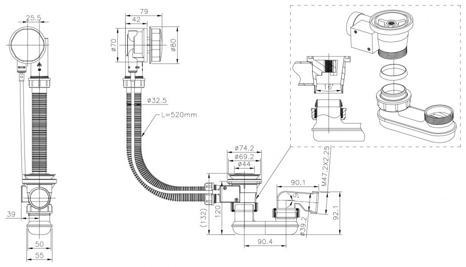 Сифон Triton CK60PF 52 мм