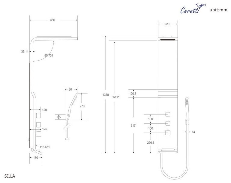 Cerutti душевой набор (гарнитур) SELLA S CT8990, латунь купить,NaN