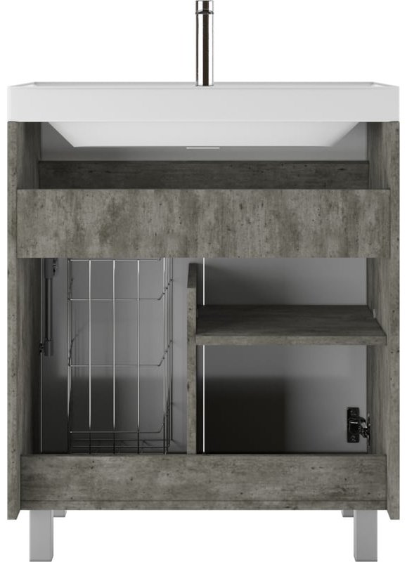 Комплект для ванной KABINKA.KZ Байтерек (шкаф, тумба под раковину, раковина) белый, серый