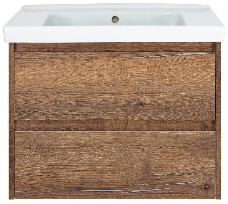 Комплект для ванной Brevita Dallas (шкаф-пенал, тумба под раковину, зеркало, раковина) коричневый