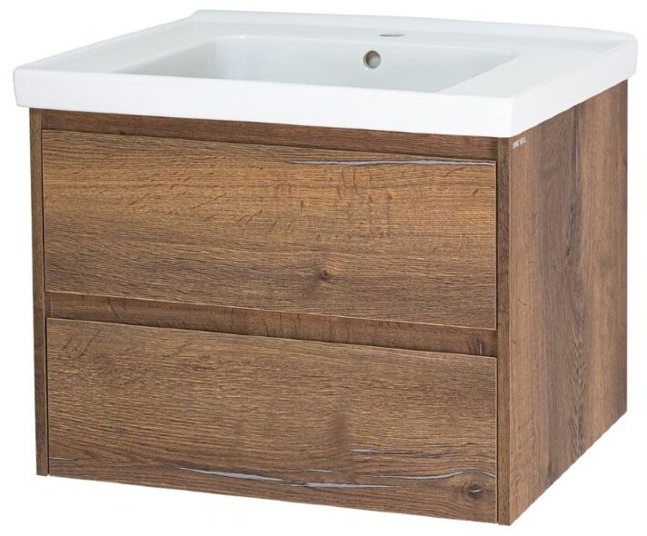 Комплект для ванной Brevita Dallas (шкаф-пенал, тумба под раковину, зеркало, раковина) коричневый