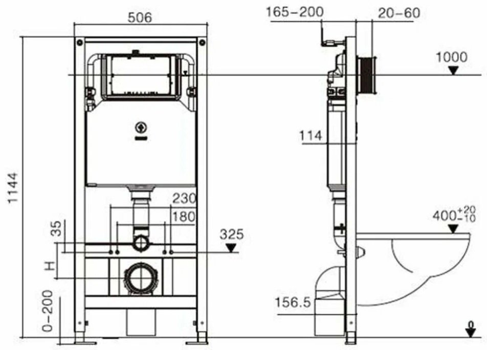Weltwasser рамная инсталляция AMBERG 506 ST MT-CR Матовый хром кнопка.