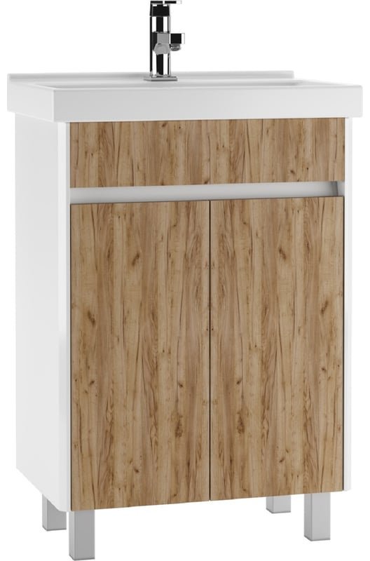 Комплект для ванной KABINKA.KZ UNO 60 (шкаф, тумба под раковину, раковина) белый, коричневый