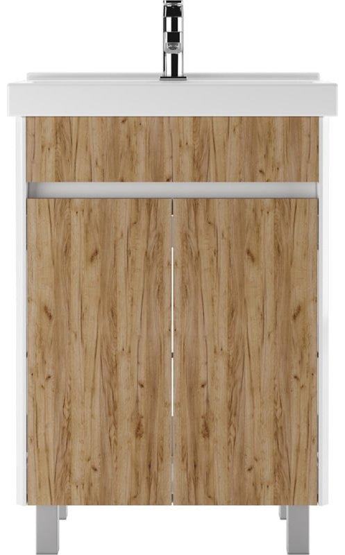 Комплект для ванной KABINKA.KZ UNO 60 (шкаф, тумба под раковину, раковина) белый, коричневый