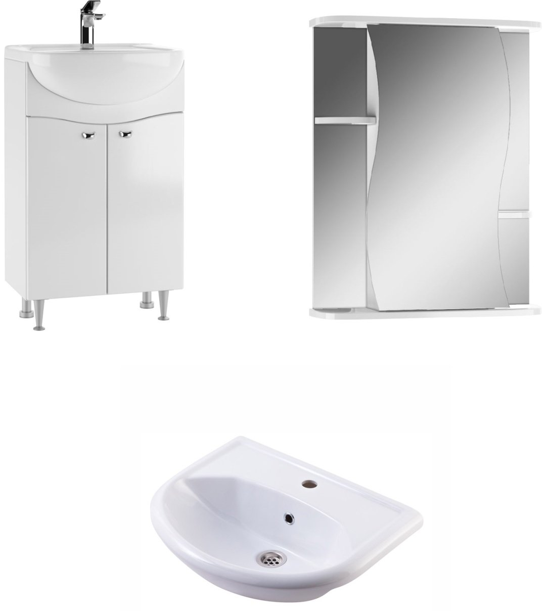 Комплект для ванной KABINKA.KZ Айсберг (шкаф, тумба под раковину, раковина) белый