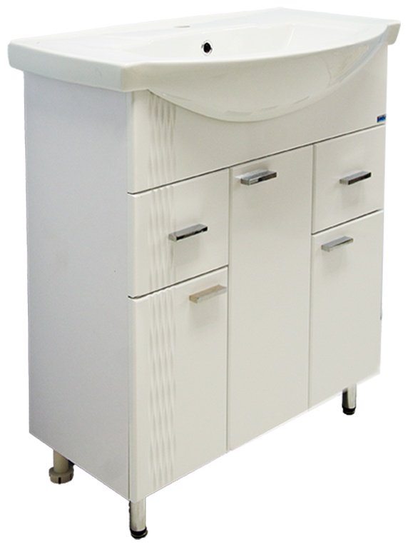 Комплект для ванной KABINKA.KZ Оптима (шкаф, шкаф-пенал, тумба под раковину, раковина) белый