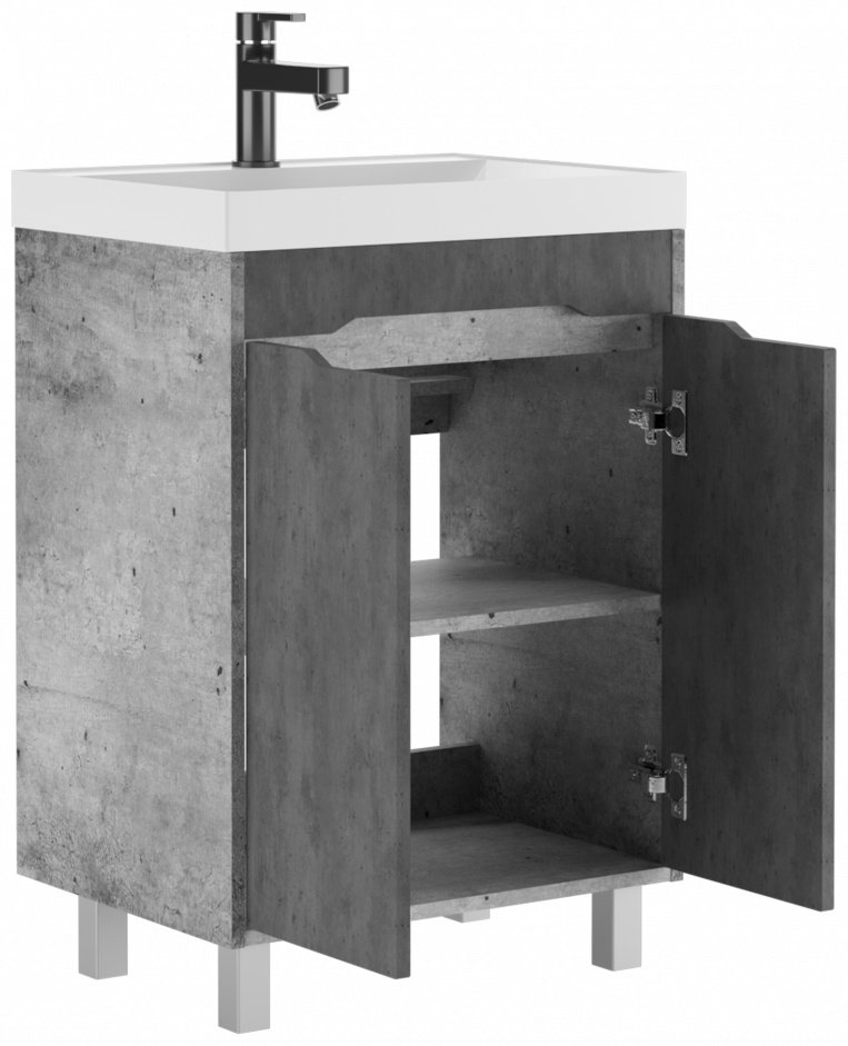 Комплект для ванной KABINKA.KZ Classica 60 (тумба под раковину, раковина, зеркало) серый